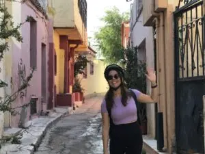 girl in Plaka during a tour break