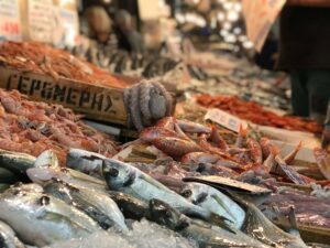 varvakios central food market, Athens E-bike tour