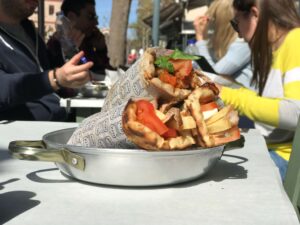 athens street food tasting, gyros wrap