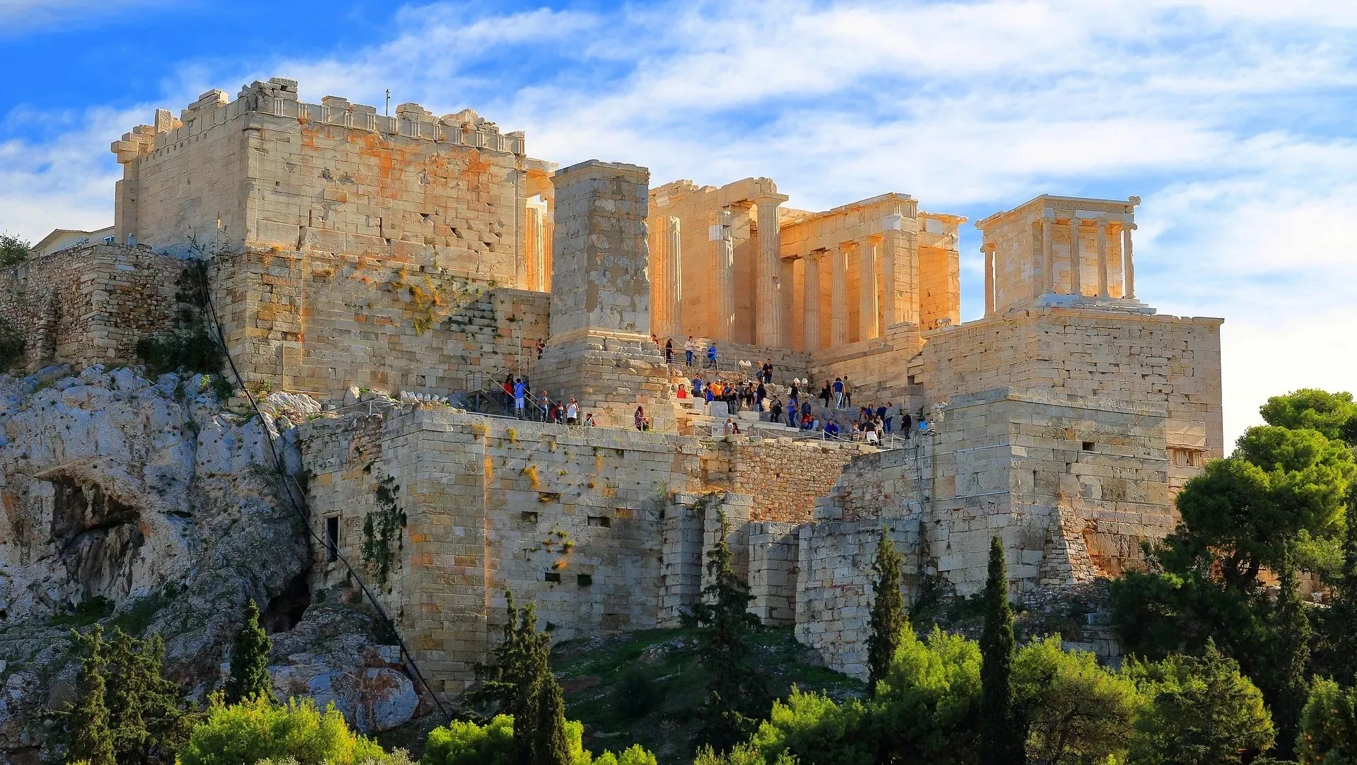 Morning view of the Acropolis in Athens for an early bike ride