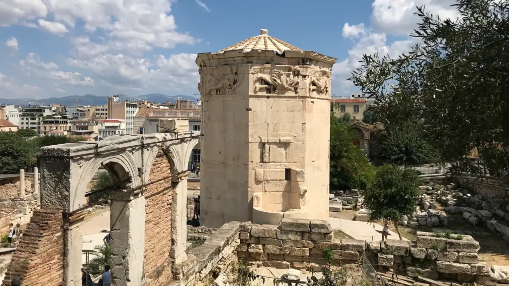 Daytime view of the Tower of the Winds when planning the best time for an Athens eBike tour