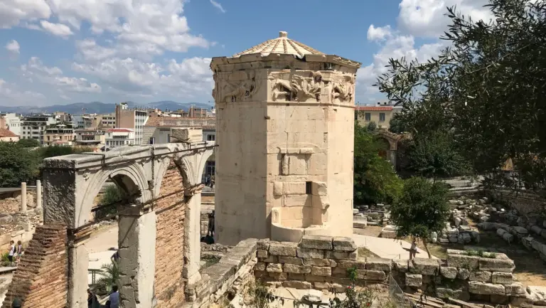 Daytime view of the Tower of the Winds when planning the best time for an Athens eBike tour