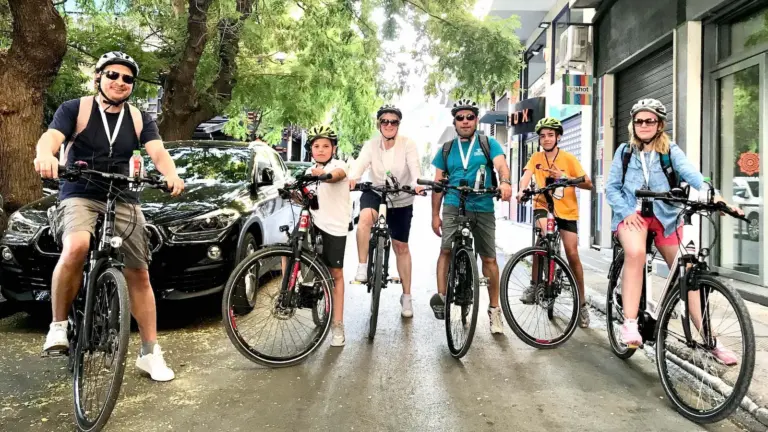 Family with children ready to start an eBike tour in Athens