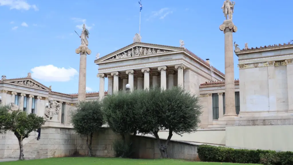 The Academy of Athens neoclassical building on the Journey into Philosophical Athens eBike tour