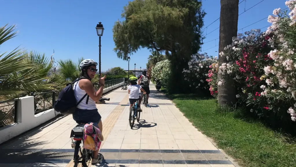 Riders cycling along Faliro promenade during the Athens Riviera Coffee Ride eBike tour
