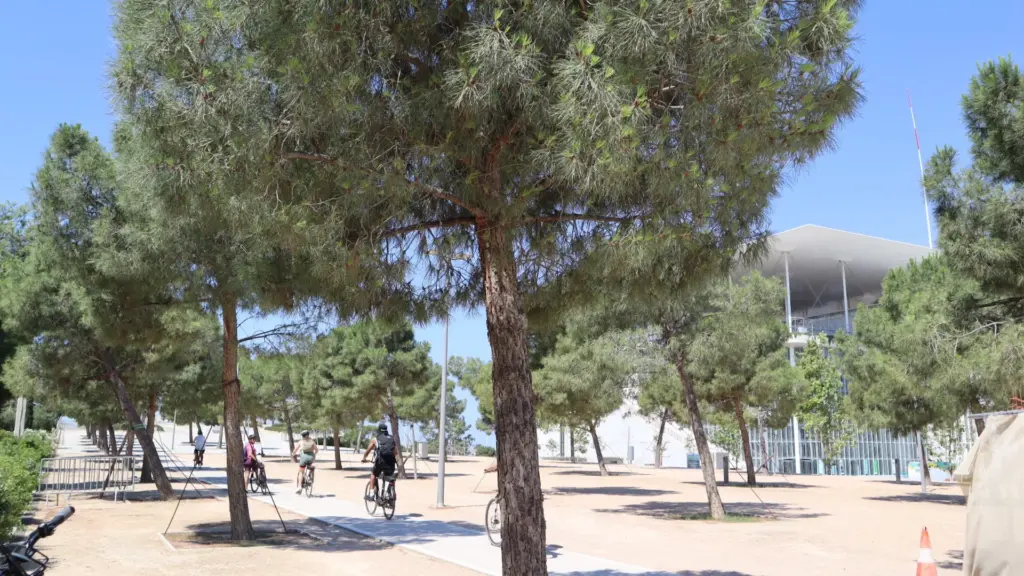 eBike riders cycling through SNFCC during the Athens Riviera Coffee Ride