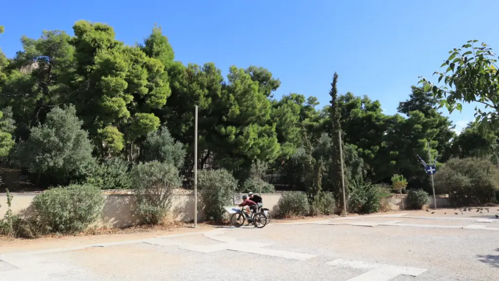 Proklos house excavation stop on a philosophical eBike tour in Athens
